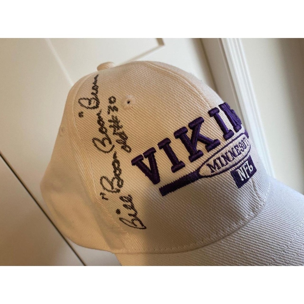 NFL Vikings Hat Autographed Bill Boom Boom Brownman Football Cap Old 30 sku4